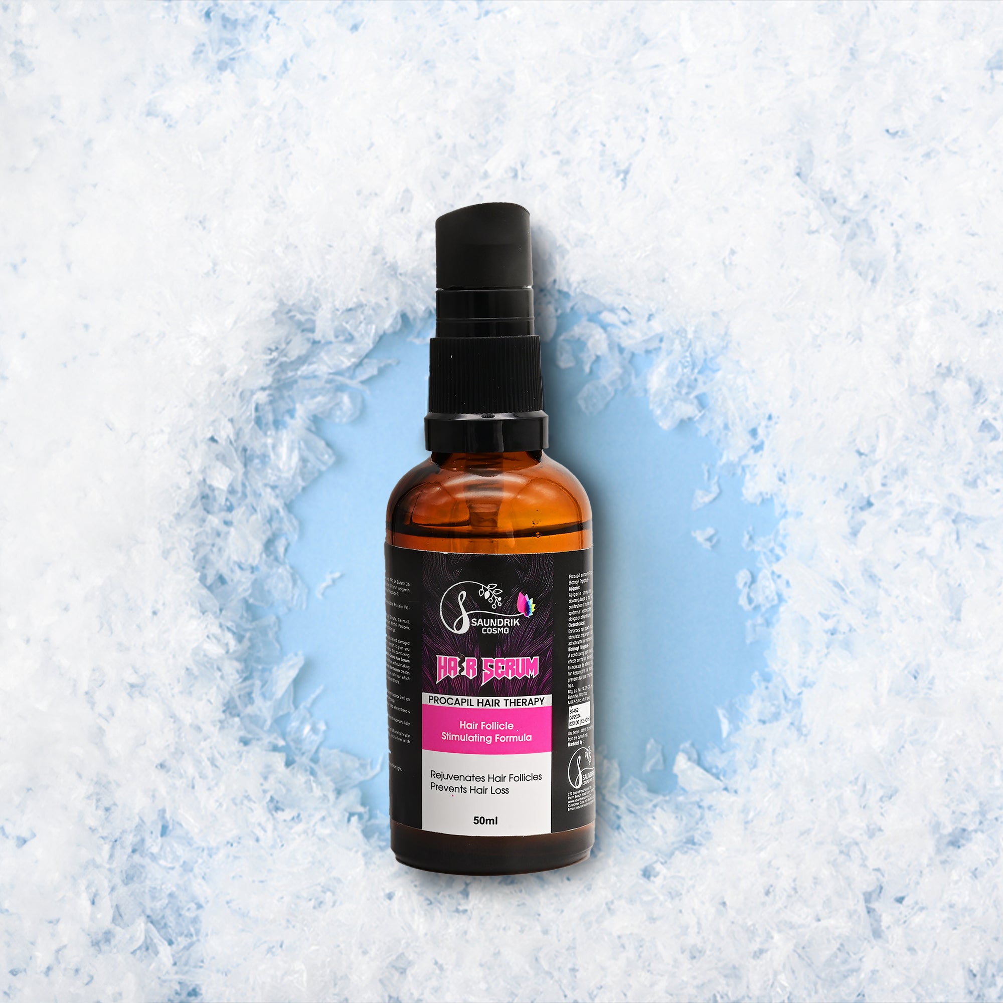 SAUNDRIK CORP HR-B Serum with Procapil | Hair Follicle Stimulating Formula | Rejuvenates Scalp | Prevents Hair Loss | Promotes Thicker, Stronger Hair | Unisex | 50ml