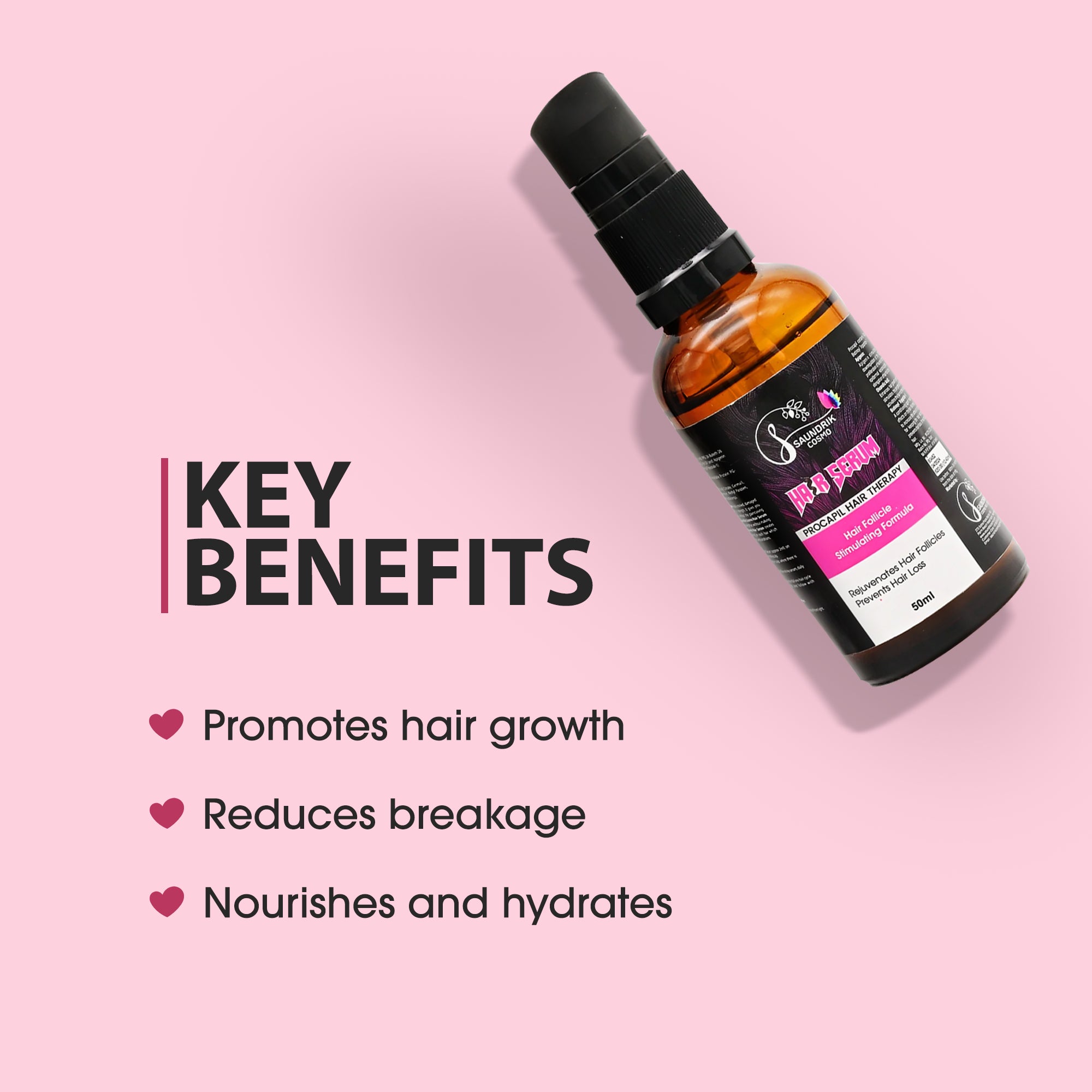 SAUNDRIK CORP HR-B Serum with Procapil | Hair Follicle Stimulating Formula | Rejuvenates Scalp | Prevents Hair Loss | Promotes Thicker, Stronger Hair | Unisex | 50ml